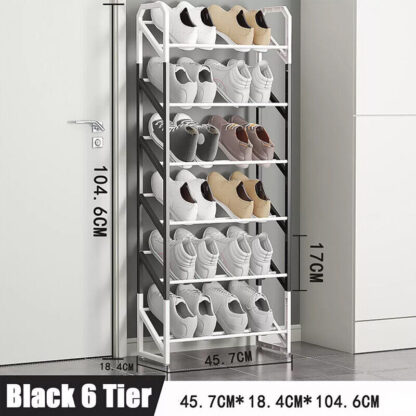 6 TIER SHOE RACK STAND STORAGE SELF ORGANISER LIGHTWEIGHT COMPACT SPACE SAVING - Image 4