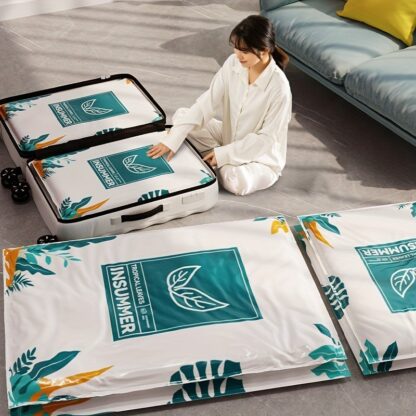 8pcs Transparent Vacuum Compression Storage Bag With Pump, Dust Seal Moving Bag, For Clothes, Blankets, Shirts, Home Space Saving Storage Box, Used In Dormitories, Closets, Wardrobes, Bedrooms, Bat - Image 3