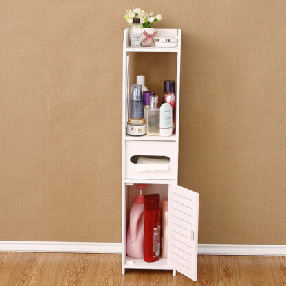 4 Tiers Modern Bathroom Furniture Cabinet Wood Slim Shelf Cupboard Storage Unit. - Image 2