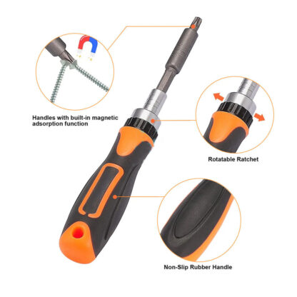 38Pcs Set Rachet Screwdriver Bit Set Socket Slotted Phillips Pozi Torx Hex Tool - Image 10