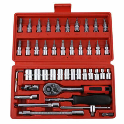 46PCS Metric Socket Set Ratchet Torx Wrench Kit 1  4   Drive Repair Tool With Case - Image 9