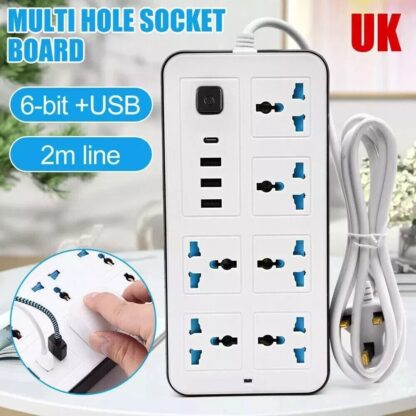 Extension Lead Cable Electric Mains Power 6 Gang Way 4 USB  Plug Socket - Image 5