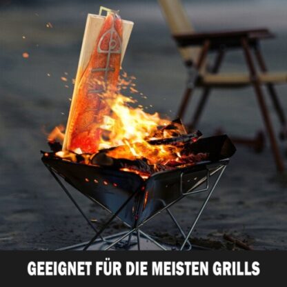 Flame Salmon Board 50x15x2cm Durable Wood Board With Stainless Steel Bracket - Image 3