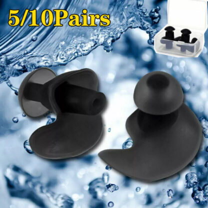 5  10 Pairs Soft Silicone Ear Plugs For Swimming Sleeping Anti Snore With Case UK - Image 8
