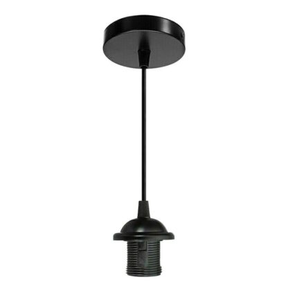 Light Pendant Fitting Ceiling Rose E27 Suspension Set Black Light Base UK