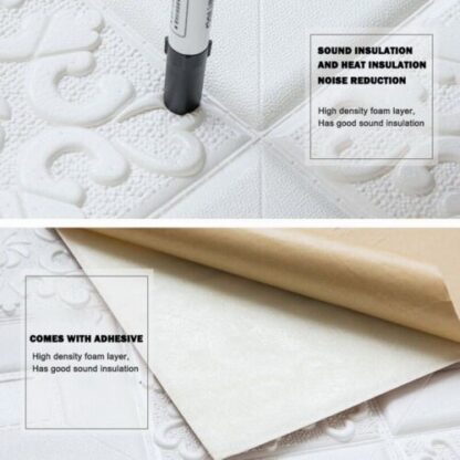10Pcs 3D Tile Brick Wall Sticker Soft Self-adhesive Waterproof Foam Panel Decal - Image 6