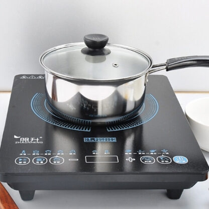 Set Of 3 Induction Non Stick Stainless Steel Cookware Kitchen Glass Lids Pot Pan - Image 6