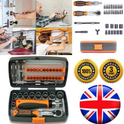 38Pcs Set Rachet Screwdriver Bit Set Socket Slotted Phillips Pozi Torx Hex Tool - Image 8