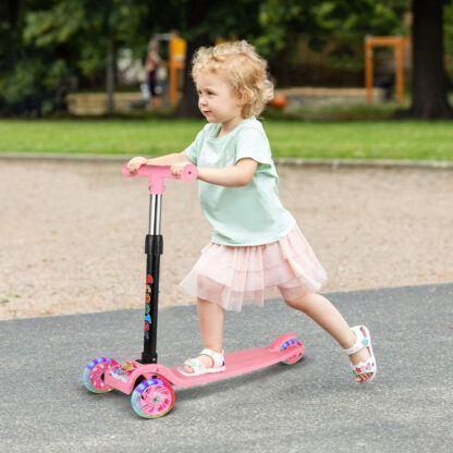 Blue Kids Scooter 3 Wheels Kids Kick Push Flashing Led Light Up Adjustable - Image 9