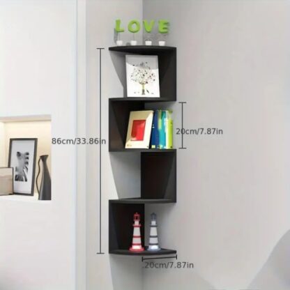 New 5 Tier Floating Wall Shelves Corner Shelf Storage Display Bookcase Unit - Image 2