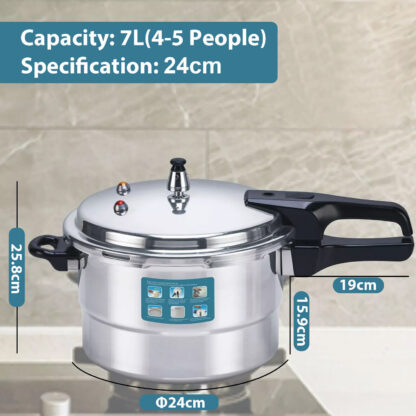 7L Aluminium Pressure Cooker Quick With Lid Latch Indicator Explosion-Proof - Image 4