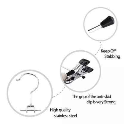 10PCS Strong Metal Clips Hangers Chrome Clothes Coat Trouser Skirt Rack UK - Image 8