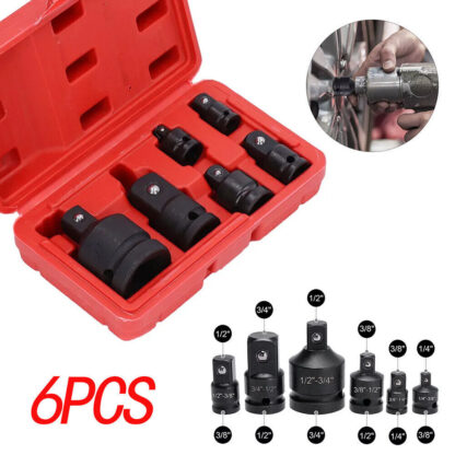 6 X Impact Socket Adapter And Reducer Set Female To Male 1-4 3-8  1-2 3-4 - Image 2