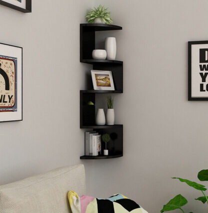 New 5 Tier Floating Wall Shelves Corner Shelf Storage Display Bookcase Unit - Image 5