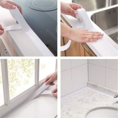 1-3X WATERPROOF SEALING TAPE ADVE WHITE BATHROOM KITCHEN LEAK PVC 22MM X 3.2MHESI - Image 5