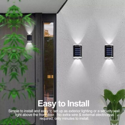 2Pcs Solar Powered Wall Lights Led Super Bright Door Fence Outdoor Garden Lamp White Ligth - Image 9