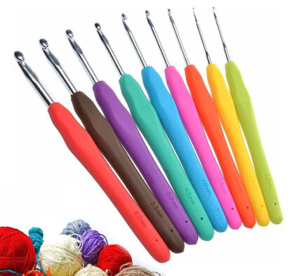 9Pcs Crochet Hooks Set Soft Grip Handles Knitting Needles Aluminum Multi Color - Image 9