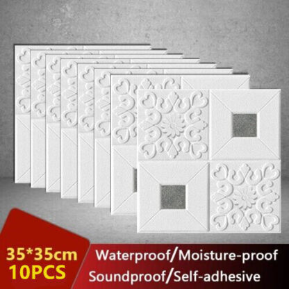 10Pcs 3D Tile Brick Wall Sticker Soft Self-adhesive Waterproof Foam Panel Decal - Image 4
