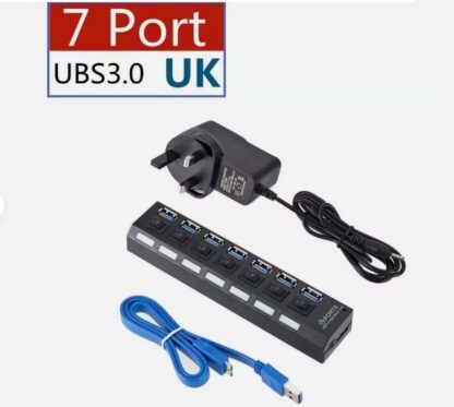 USB HUB 7 Port High Speed 3.0 USB Multi Splitter Desktop PC Laptop Adapter 5Gbps - Image 3