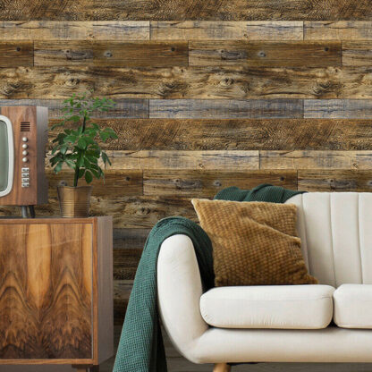 Wood Plank Effect Neutral Rustic Natural Distressed Realistic Wallpaper Cabin - Image 7