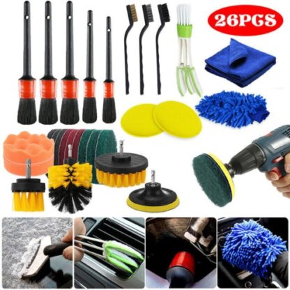 26Pcs Car Detailing Brush Set Soft Brushes Interior Wheel Valet Pro Cleaning Kit - Image 10