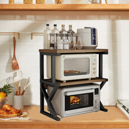 3 Tier Expandable Microwave Oven Rack Stand Storage Holder Kitchen Corner Shelf - Image 6