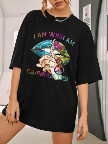 Ladies Oversized Whishper Words Of Wisdom Short Sleeves T Shirt Top - Image 4