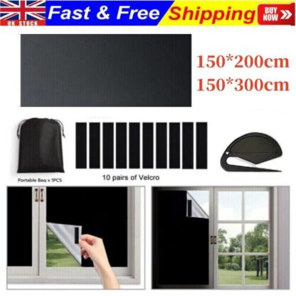Portable Blackout Blind Window Thermal Insulated Kitchen Curtains Stick On DIY - Image 3
