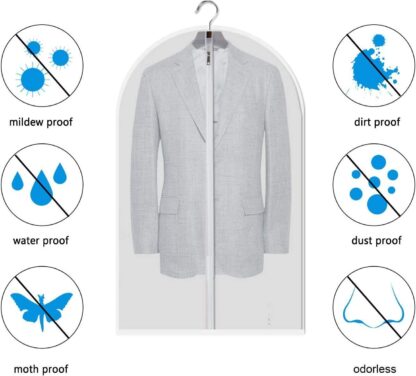 10x Clear Coat Dress Garment Clothes Cover Dust Protector Travel Bag With Zip - Image 5