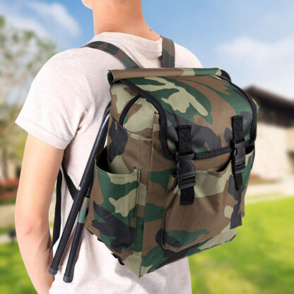 2in1 Oxford Fishing Tackle Backpack Bag,Camping Hiking Foldable Stool Seat Chair - Image 10