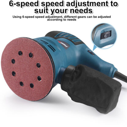 300W ELECTRIC RANDOM ORBITAL SANDER 6 SPEEDS ROTARY PALM CIRCULAR DISC 20x 125mm - Image 10