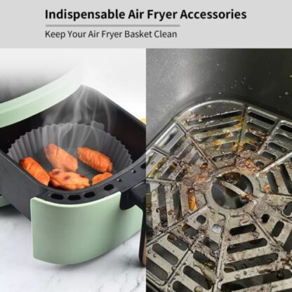 Silicone Air Fryer Pot For  Liner Handle Baking Basket Accessories Pan Grey - Image 4