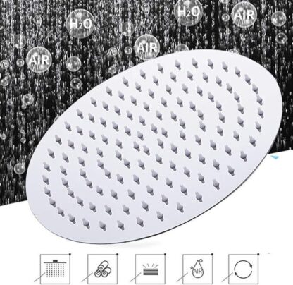 8 Round Shower Head Chrome Stainless Steel Rainfall Overhead Bathroom Large UK - Image 3
