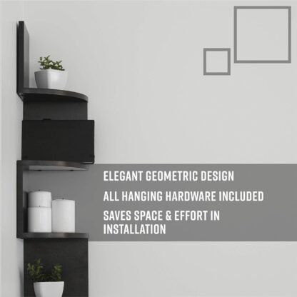 New 5 Tier Floating Wall Shelves Corner Shelf Storage Display Bookcase Unit - Image 8