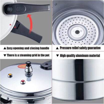7L Aluminium Pressure Cooker Quick With Lid Latch Indicator Explosion-Proof - Image 9