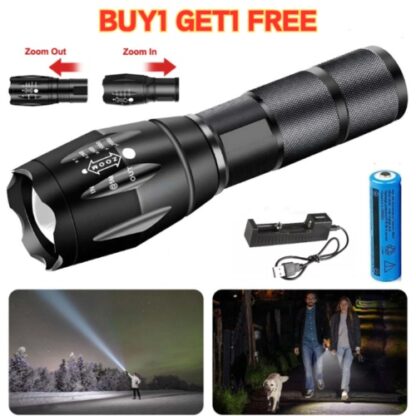 2PCS 1200000LM USB Rechargeable LED Flashlight Super Bright Torch Tactical Lamp - Image 10