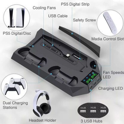 PS5 Vertical Cooling Fan Stand Controller Charger Station For  Playstation 5 - Image 6