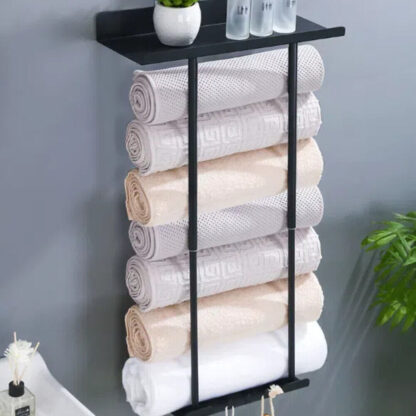 Black Grey Bathroom Storage Rack Wall Mounted High Quality Finish NEW - Image 5
