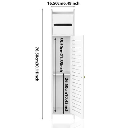 Wooden White Free Standing Toilet Paper Roll Holder Bathroom Storage Cabinet UK - Image 7