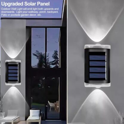 2Pcs Solar Powered Wall Lights Led Super Bright Door Fence Outdoor Garden Lamp White Ligth - Image 8