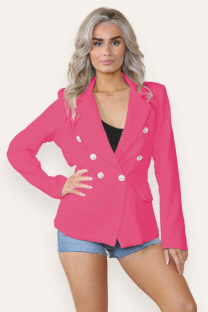 Fitted Linned Double Gold Button Collared Blazer Jacket - Image 10