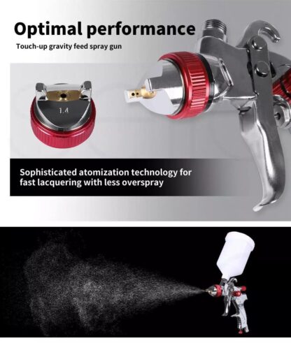 Spray Gun Paint Gun Kit HVLP Gravity Feed Air 1.4mm 1.7mm 2mm 2.5mm 4 Nozzles UK - Image 2
