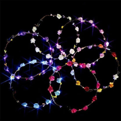 10 20 X LED Light Up Flower Floral Hairband Headband Crown Garland Xmas Wedding - Image 3