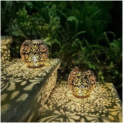 2 Pack Outdoor Solar Hanging Lantern Lights Waterproof Outdoor Garden Lawn Lamp - Image 6
