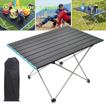 Folding Camping Table Light Weight Portable Aluminium Frame Outdoor Picnic Bag - Image 8