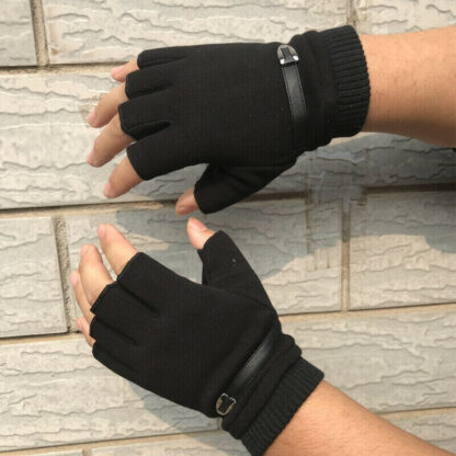 Mens Fingerless Gloves Magic Half Finger Winter Typing Touch Thermal Gloves Gift - Image 5