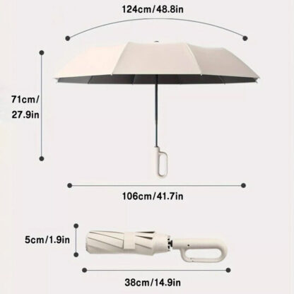 30 Bones Windproof Strong 105CM Reinforced Automatic Folding Umbrella Black - Image 2