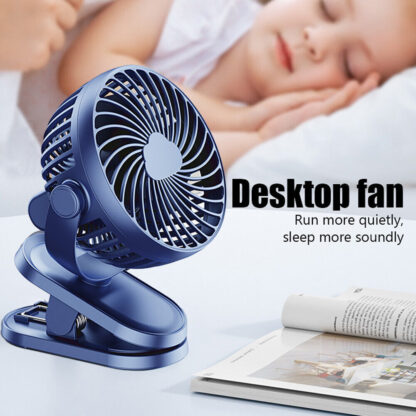 3 Speeds Mini Cooling Fan USB Rechargeable Clip On Desk Baby Stroller Portable - Image 7
