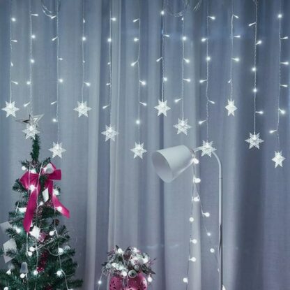 LED Snowflake Fairy Lights Curtain Window Christmas Party Wedding Decoration UK - Image 7