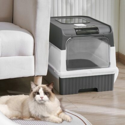 Grey Large Cat Litter Box Cat Pan Drawer Anti-Splashing Cat Potty Tray Cleaning - Image 6